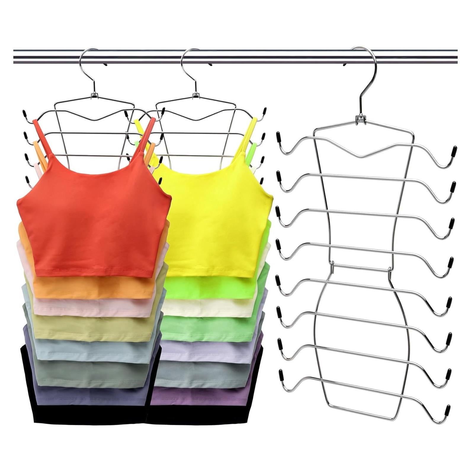 Perchero Organizador de Camisetas CLODSPAC - 8 Niveles, Acero Inoxidable, Paquete de 2