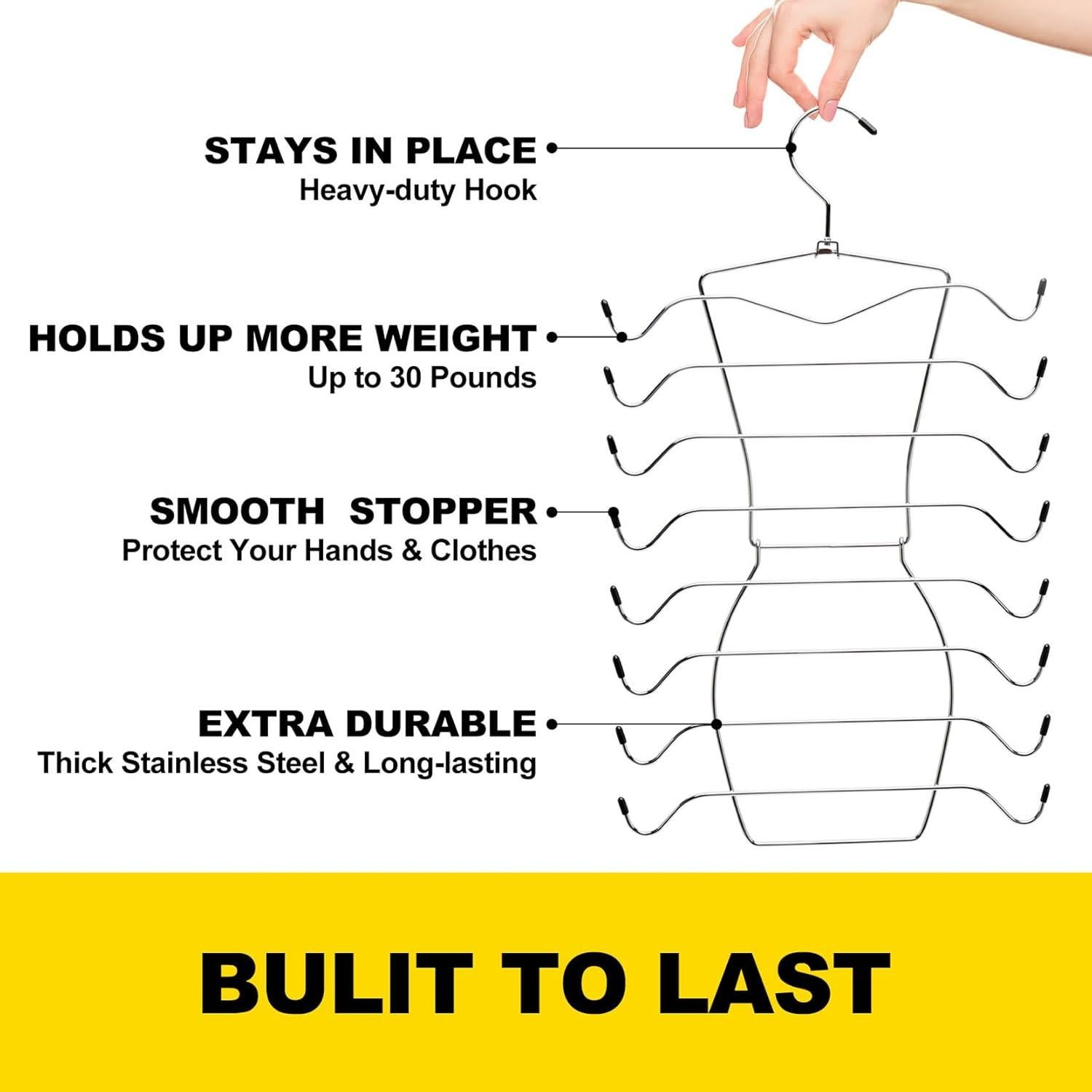 Perchero Organizador de Camisetas CLODSPAC - 8 Niveles, Acero Inoxidable, Paquete de 2