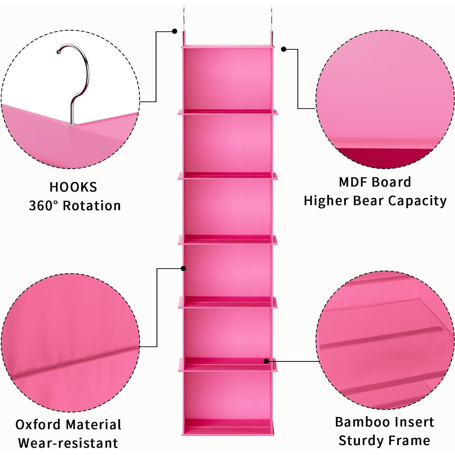 Organizador de Closet Colgante YOUDENOVA 6 Niveles Rosa