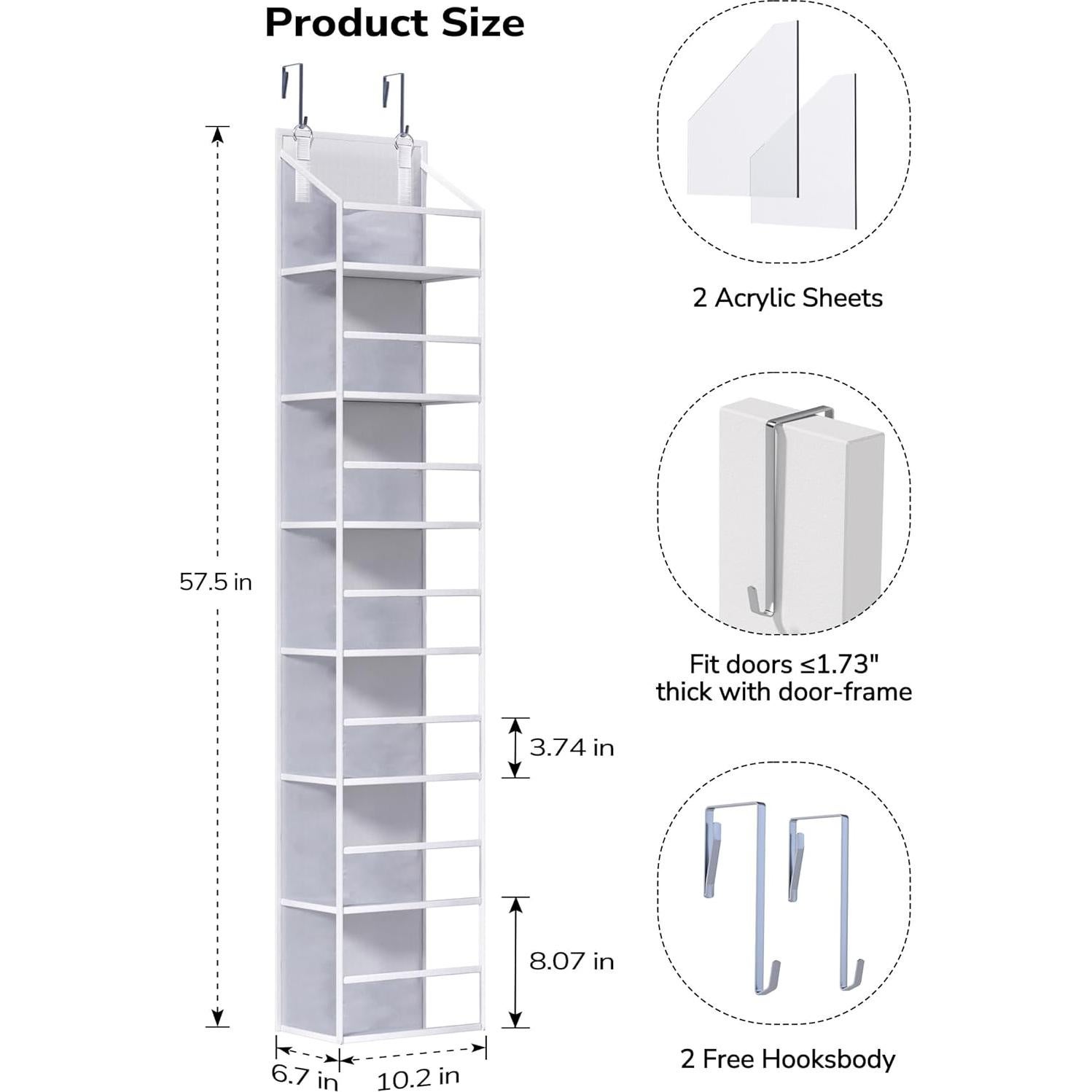 Organizador colgante ALLTIDYUP 7 estantes transparente 101.6 cm