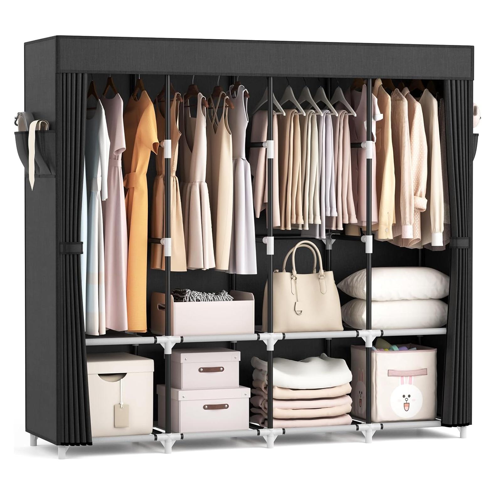 Armario Portátil VTRIN Negro 169.6x44.9x166.8 cm Gran Capacidad