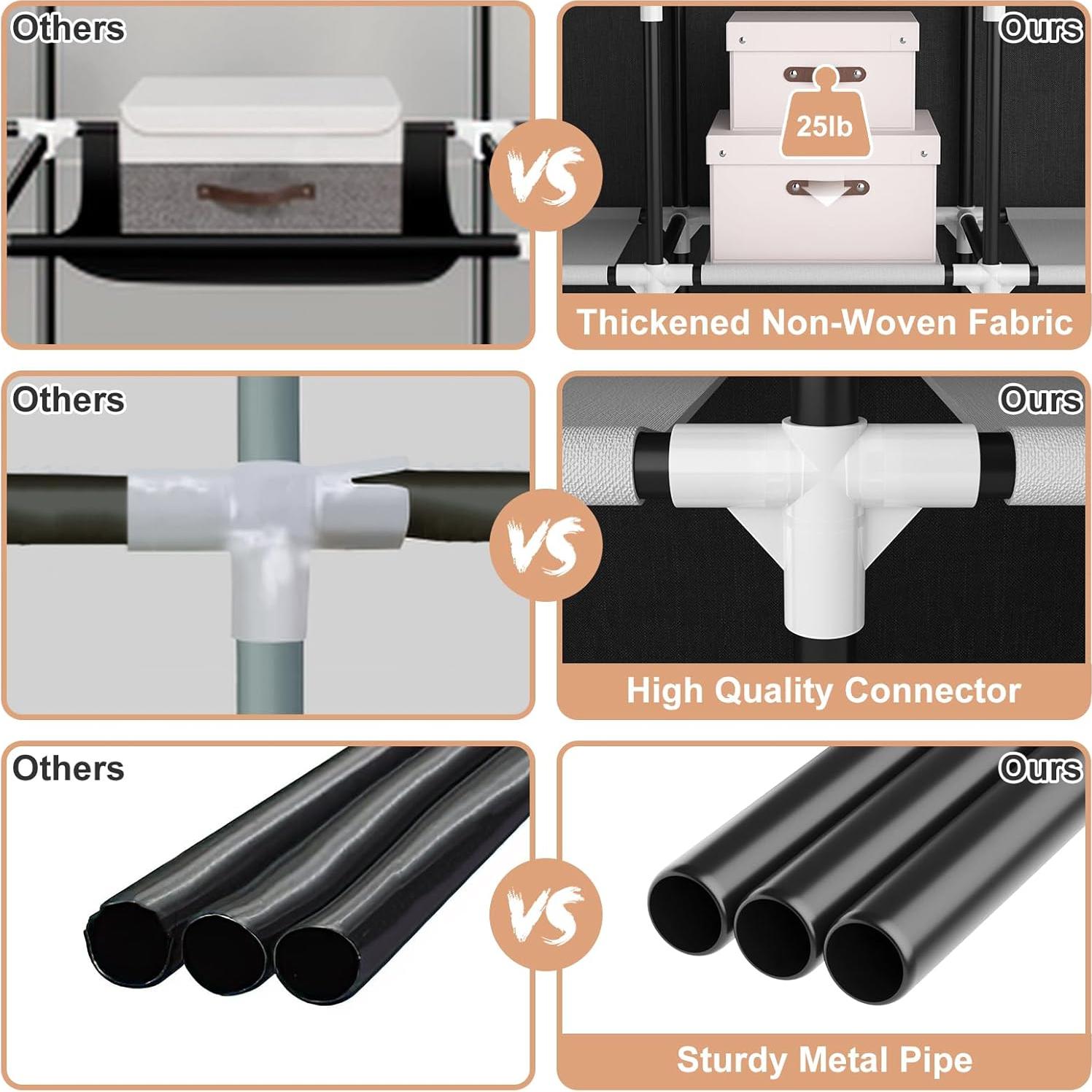 Armario Portátil VTRIN Negro 169.6x44.9x166.8 cm Gran Capacidad