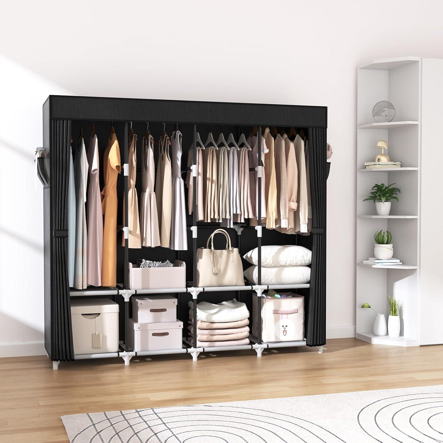 Armario Portátil VTRIN Negro 169.6x44.9x166.8 cm Gran Capacidad