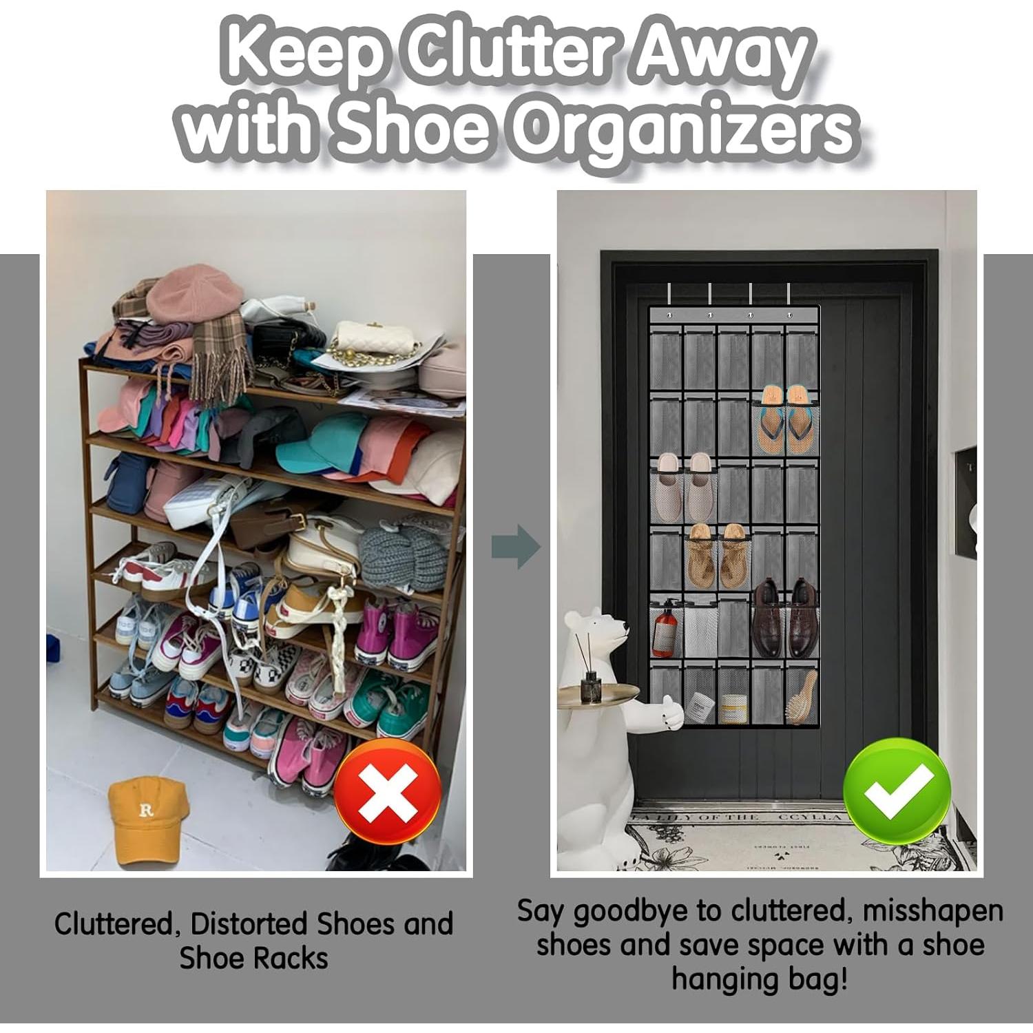 Organizador de Zapatos Colgante Kotkn 30 Bolsillos Malla Gris-B