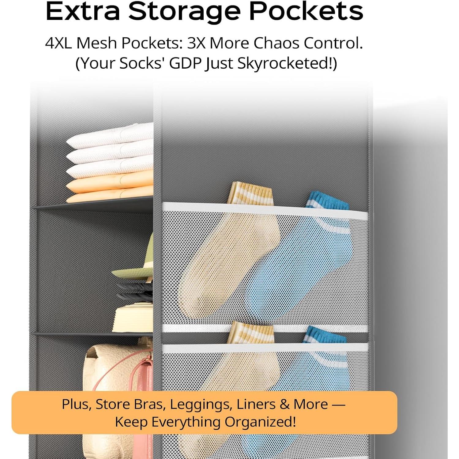 Organizador Colgante ALLTIDYUP con 6 Estantes y 4 Bolsillos Malla