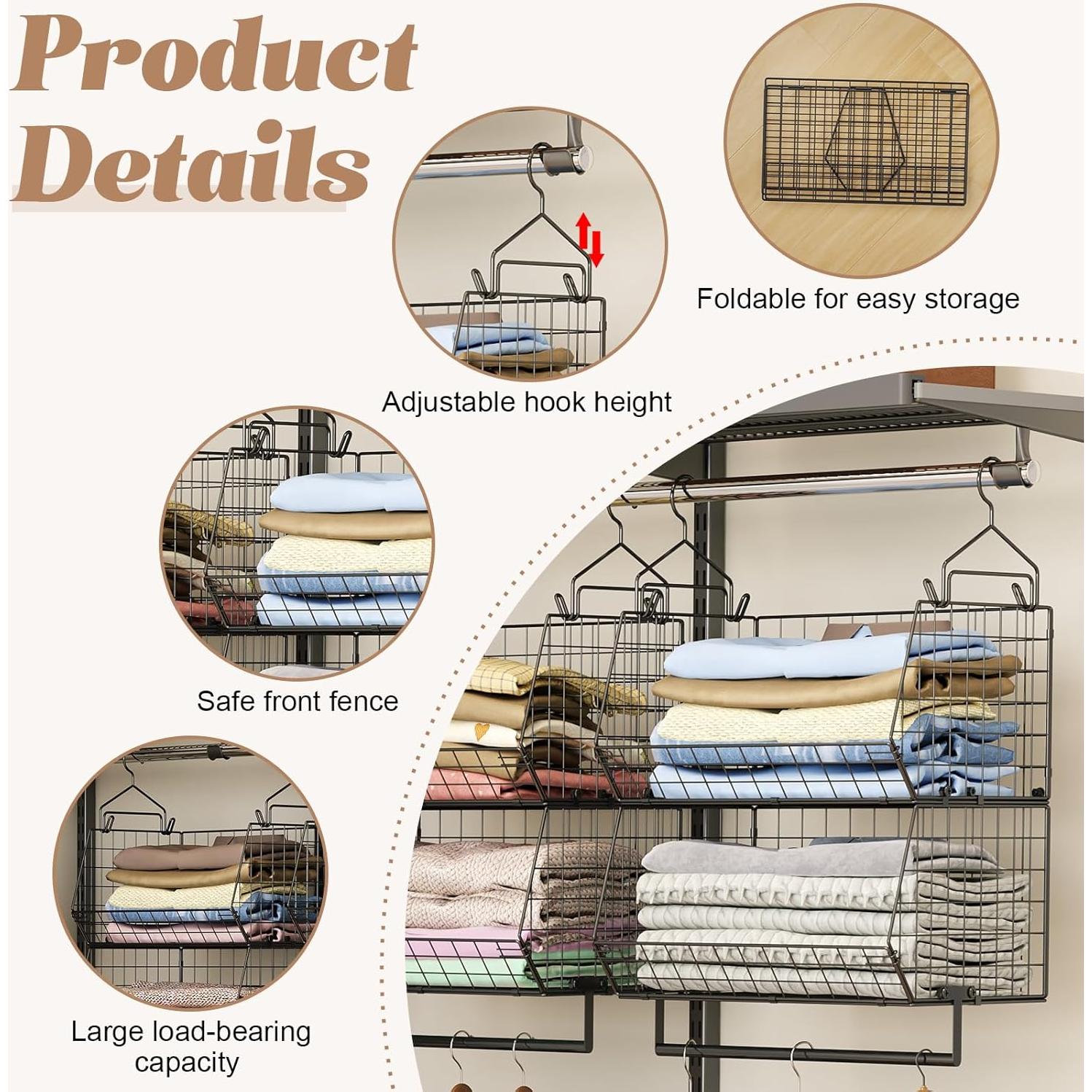 Organizador Colgante de Closet Yociyoga 2 Niveles Negro 39.9kg