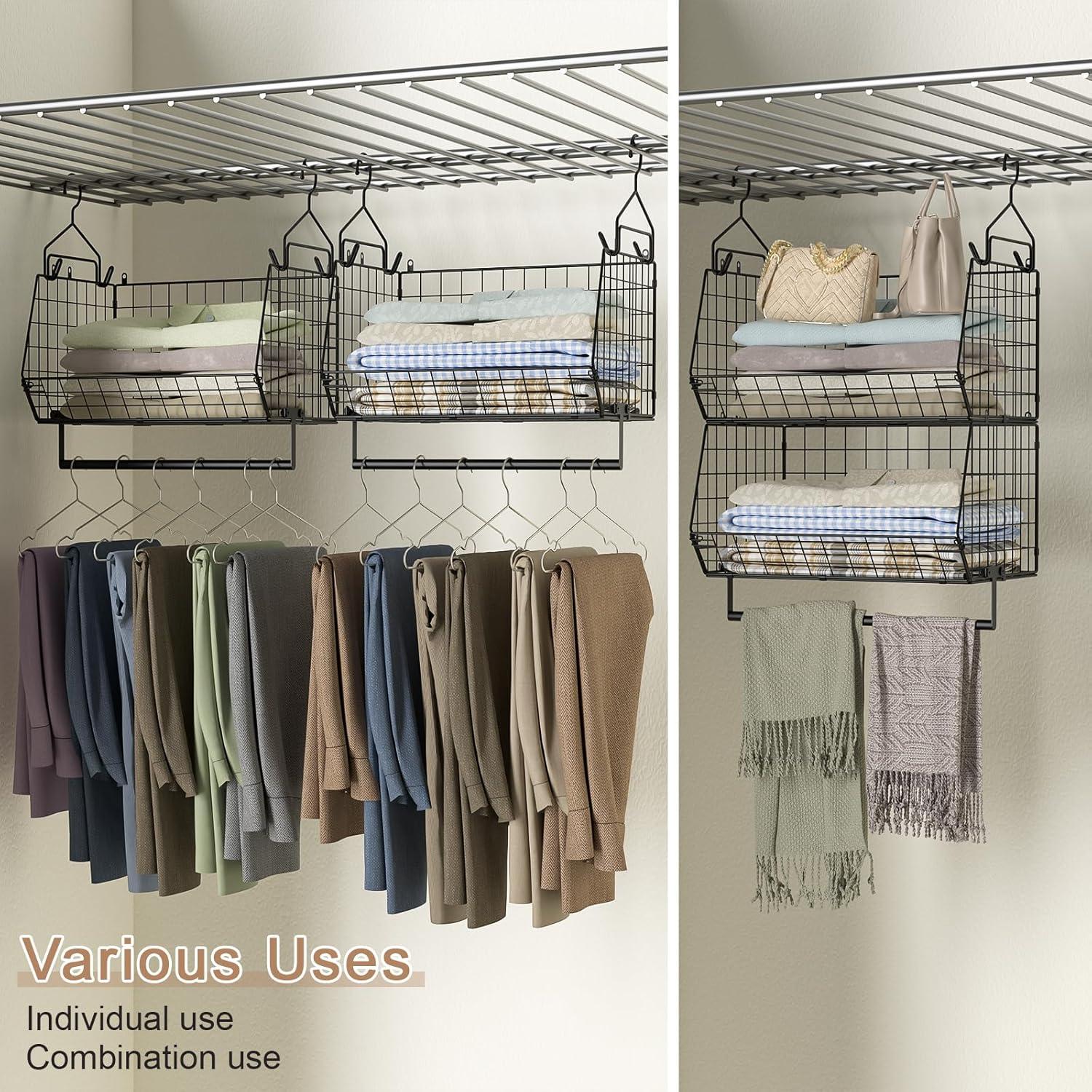 Organizador Colgante de Closet Yociyoga 2 Niveles Negro 39.9kg