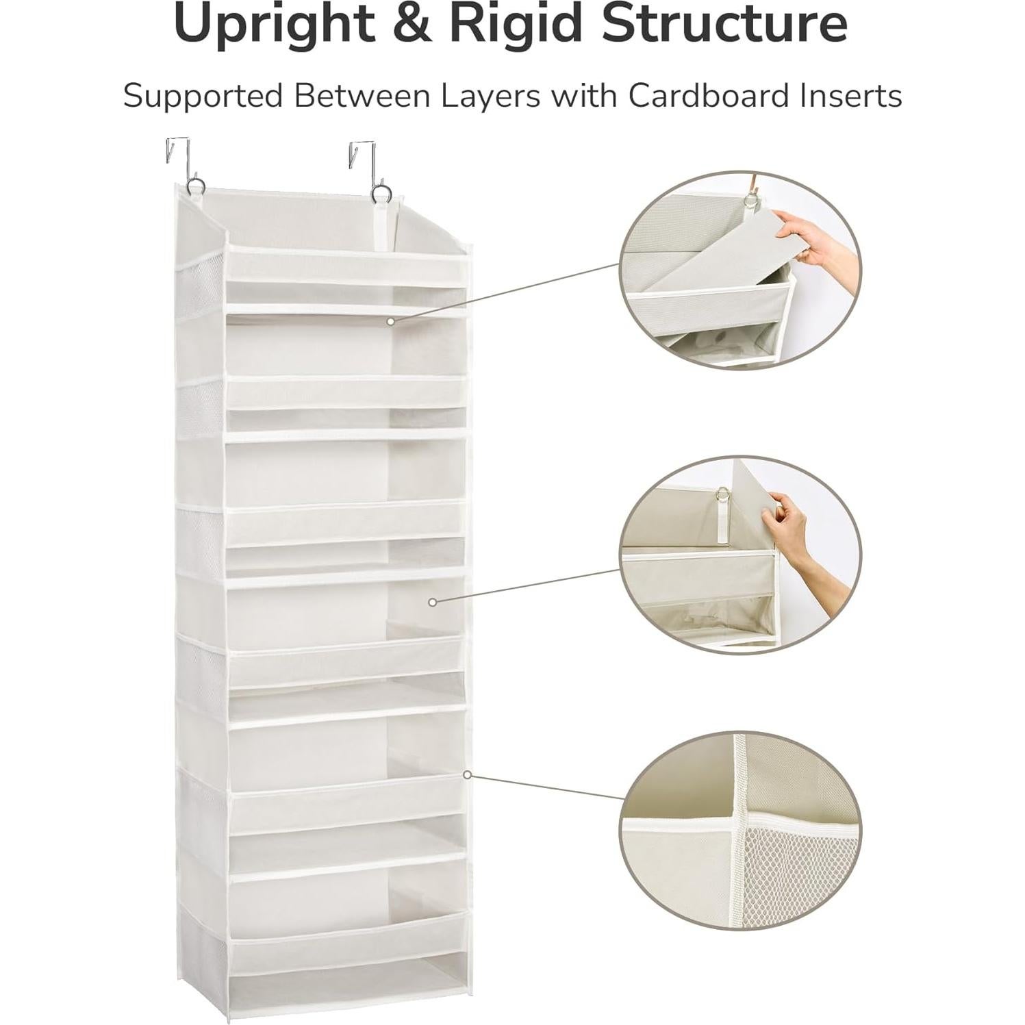 Organizador Colgante ULG sobre Puerta 6 Bolsillos Beige 22.68kg