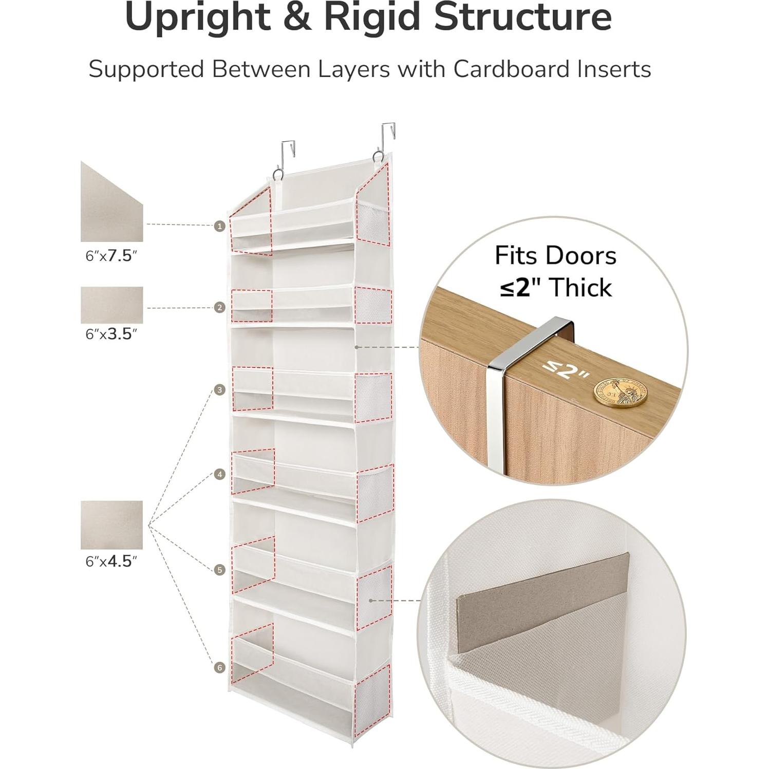 Organizador Colgante ULG sobre Puerta 6 Bolsillos Beige 22.68kg