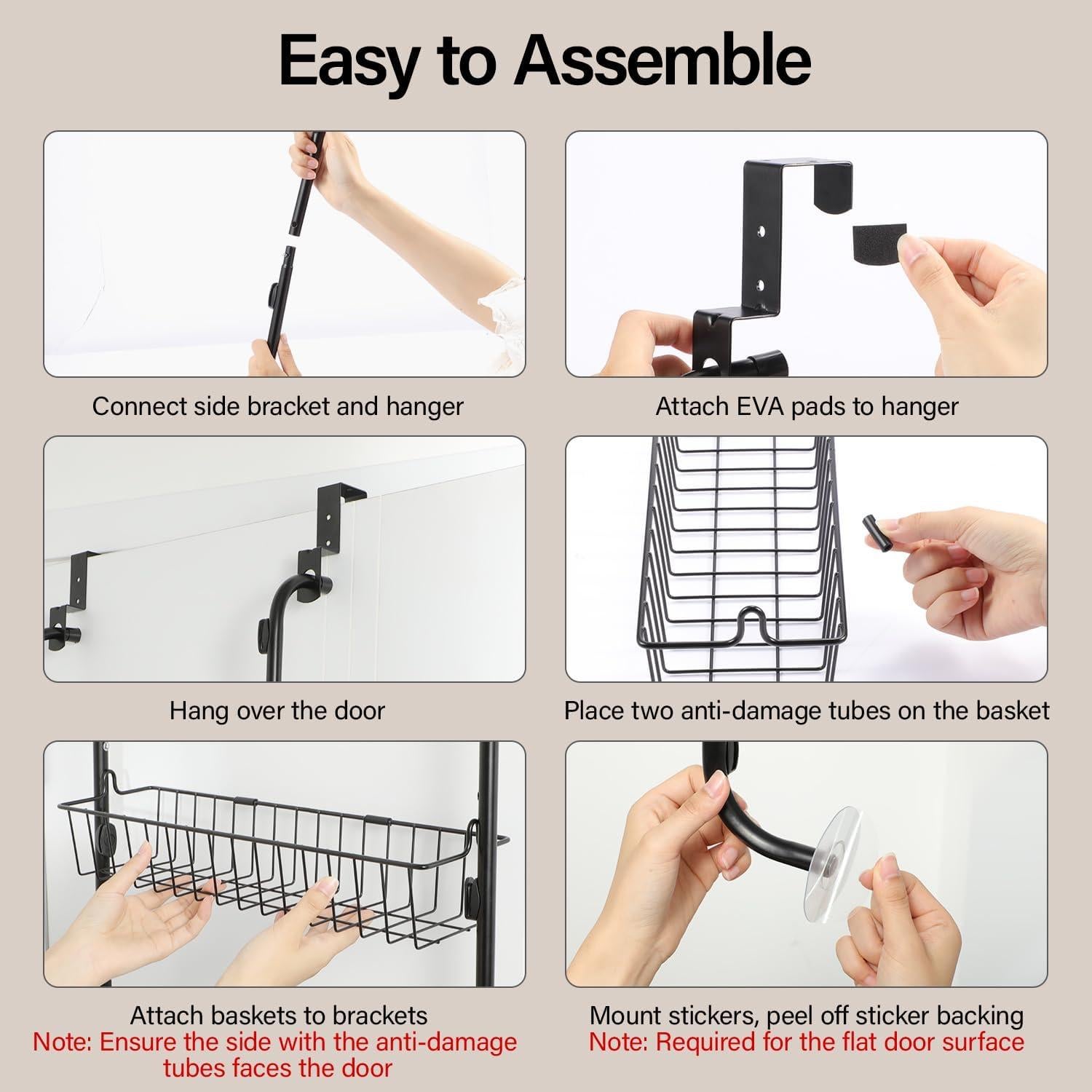 Organizador de Puerta Delamu 6 Niveles Negro 127x46cm