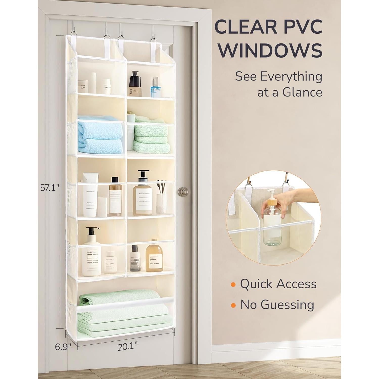 Organizador sobre puerta ULG 5 niveles 20 bolsillos beige