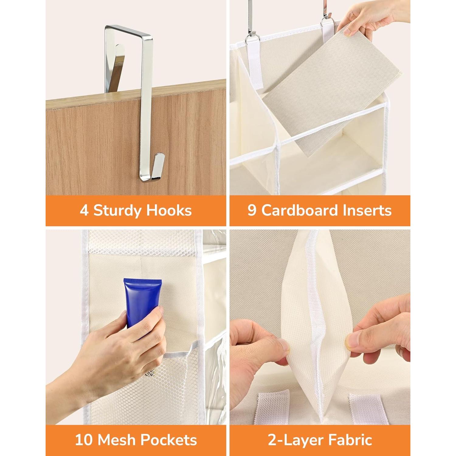 Organizador sobre puerta ULG 5 niveles 20 bolsillos beige