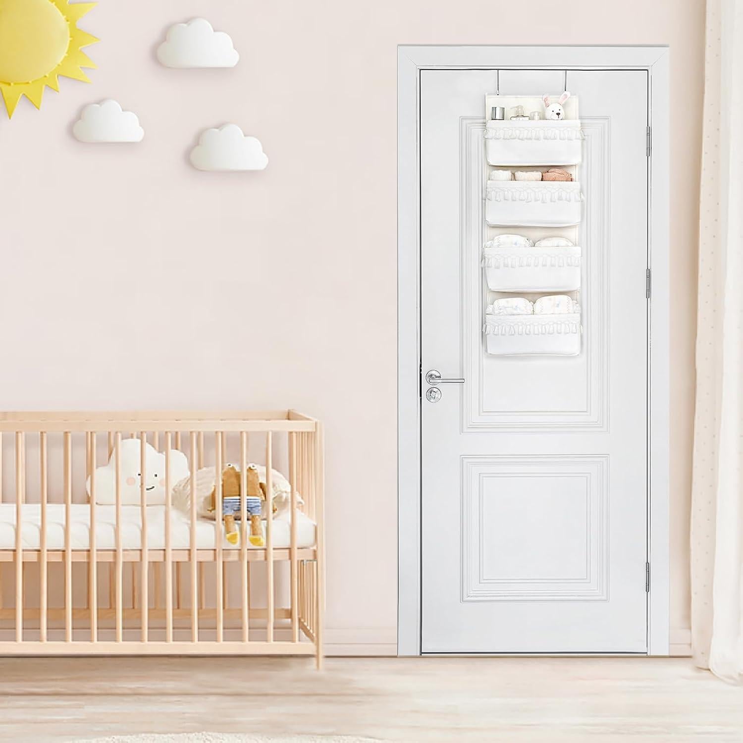 Organizador Colgante sobre la Puerta Dahey 4 Bolsillos Blanco