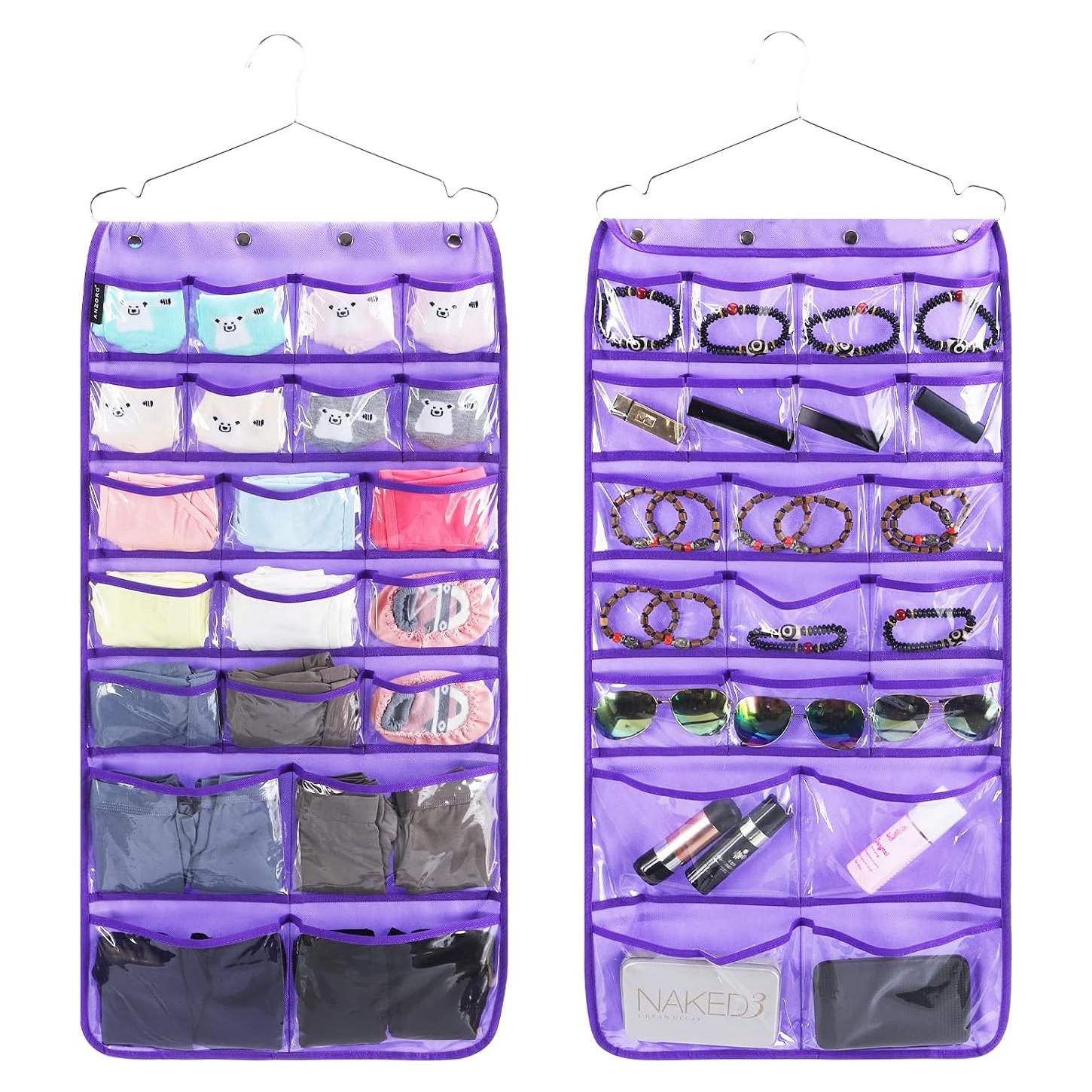 Organizador Colgante ANZORG Morado con 42 Bolsillos Transparentes