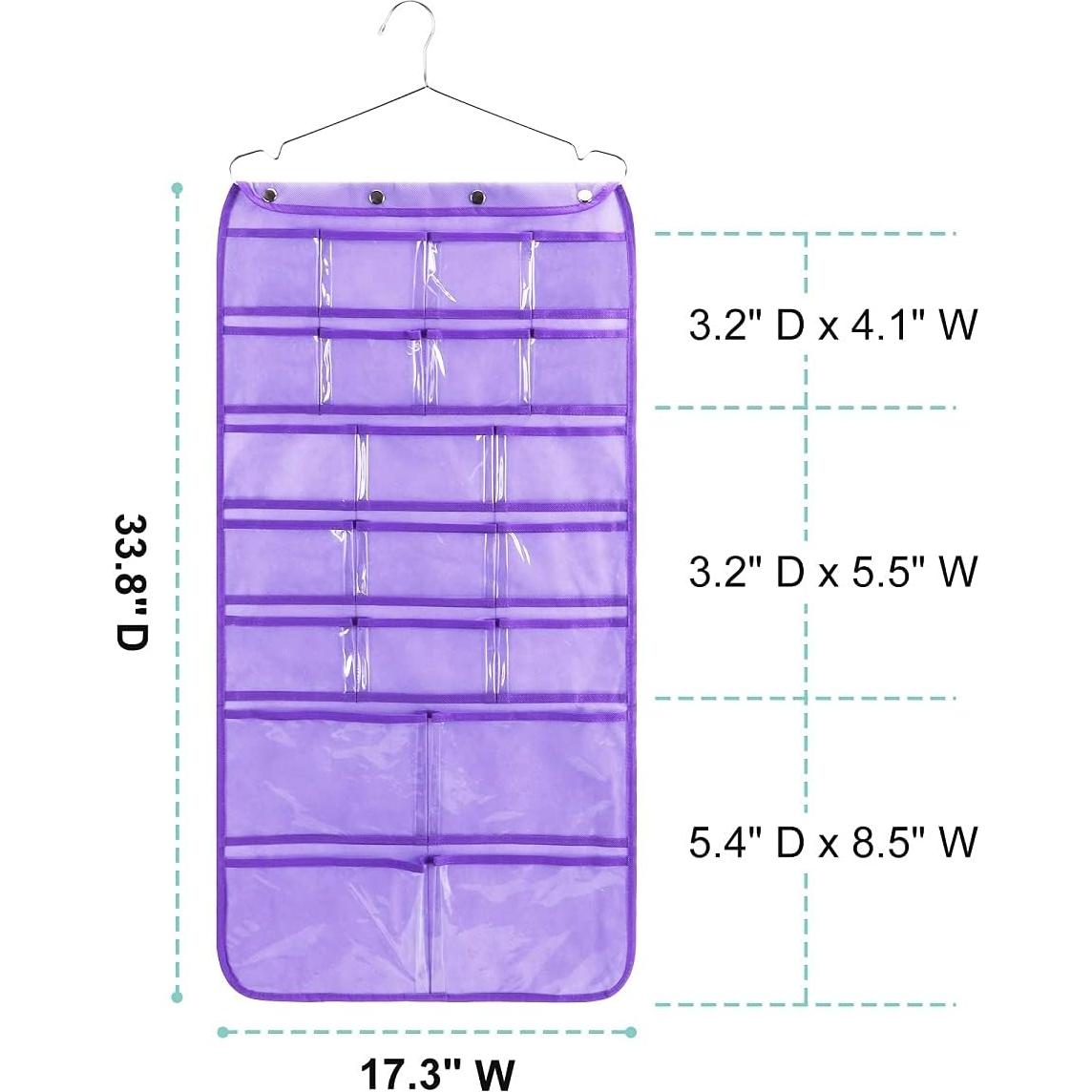 Organizador Colgante ANZORG Morado con 42 Bolsillos Transparentes