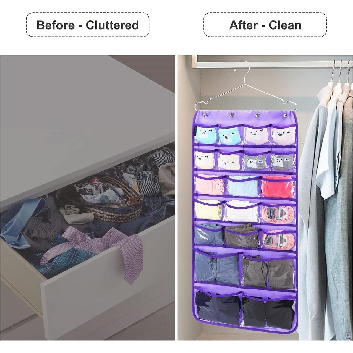 Organizador Colgante ANZORG Morado con 42 Bolsillos Transparentes