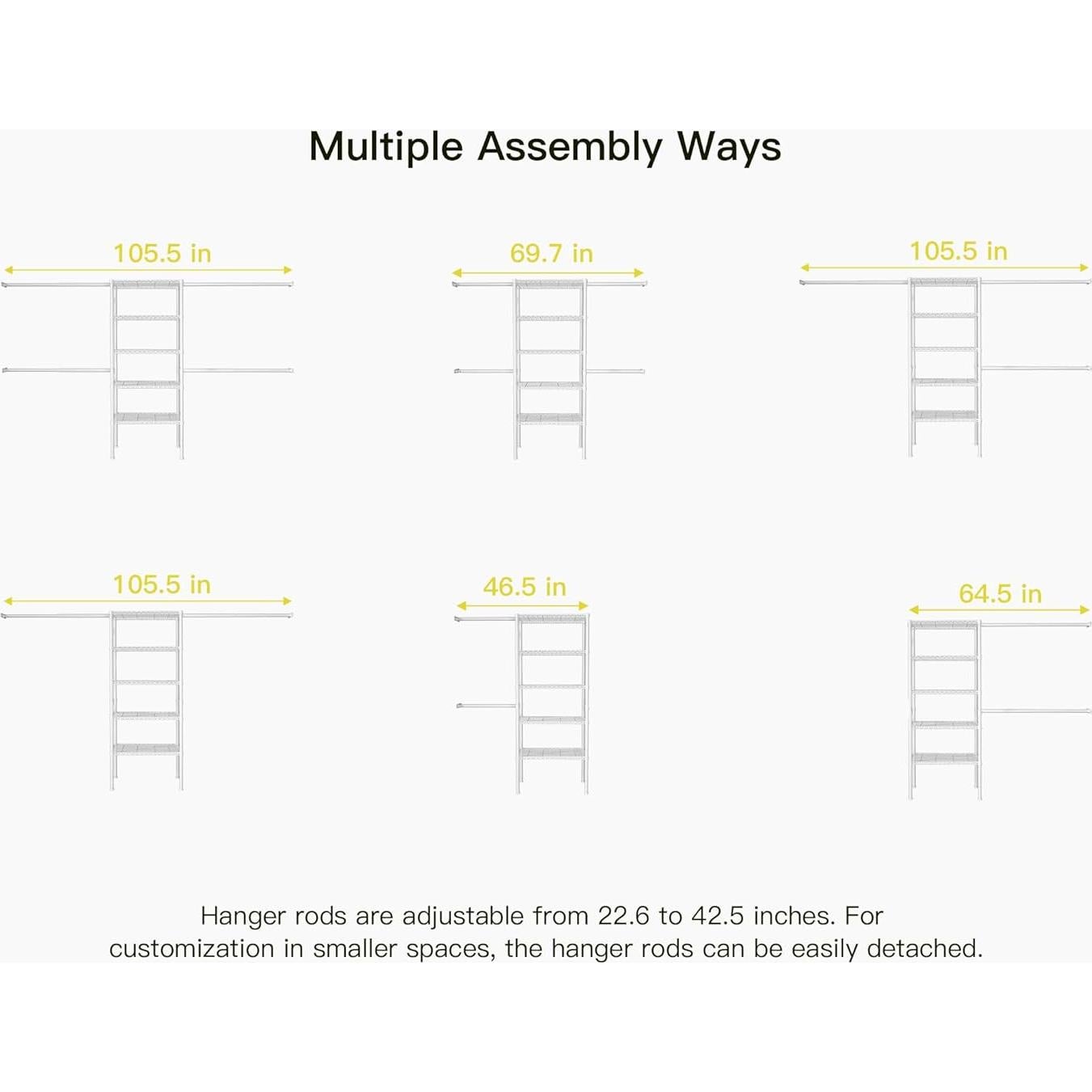 Sistema Organizador de Closet Ulif M2 1.8m Montado Pared 5 Estantes