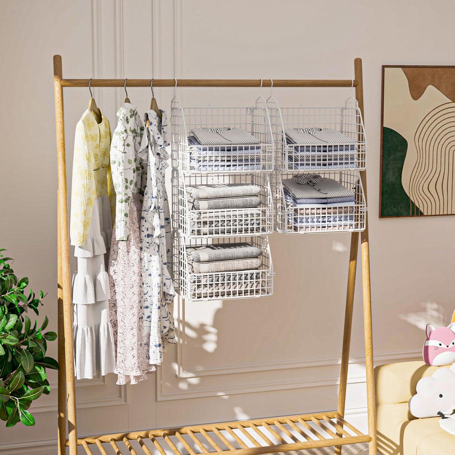 Cestas de Almacenamiento Colgantes PUPPYCUTE 5 Piezas Blanco