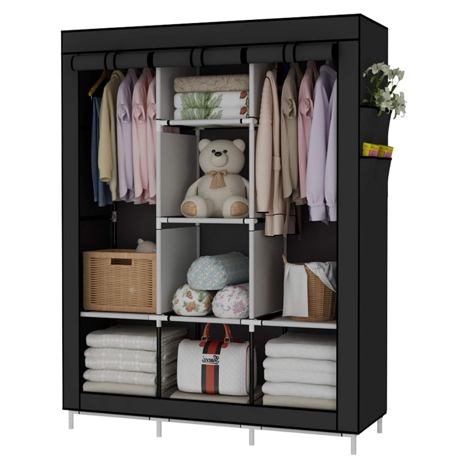 Armario Portátil UDEAR Organizador de Ropa 6 Estantes Negro