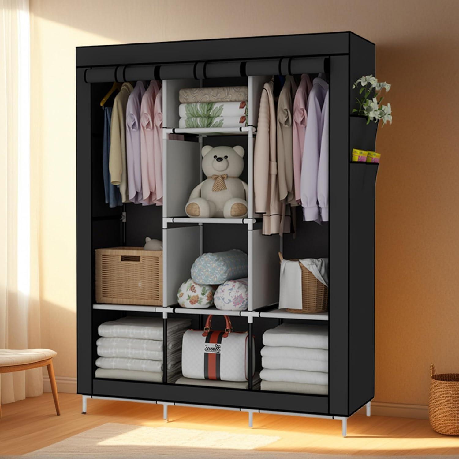 Armario Portátil UDEAR Organizador de Ropa 6 Estantes Negro