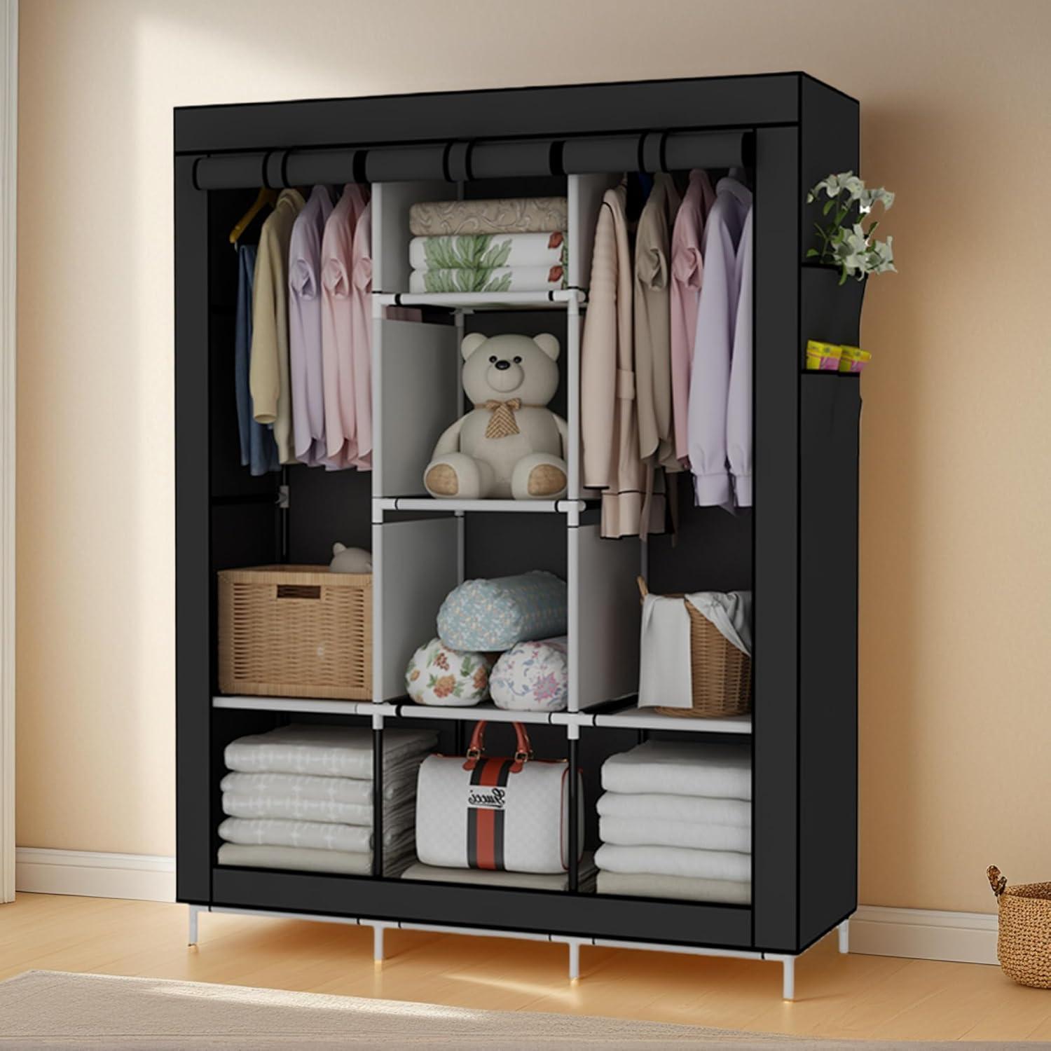 Armario Portátil UDEAR Organizador de Ropa 6 Estantes Negro