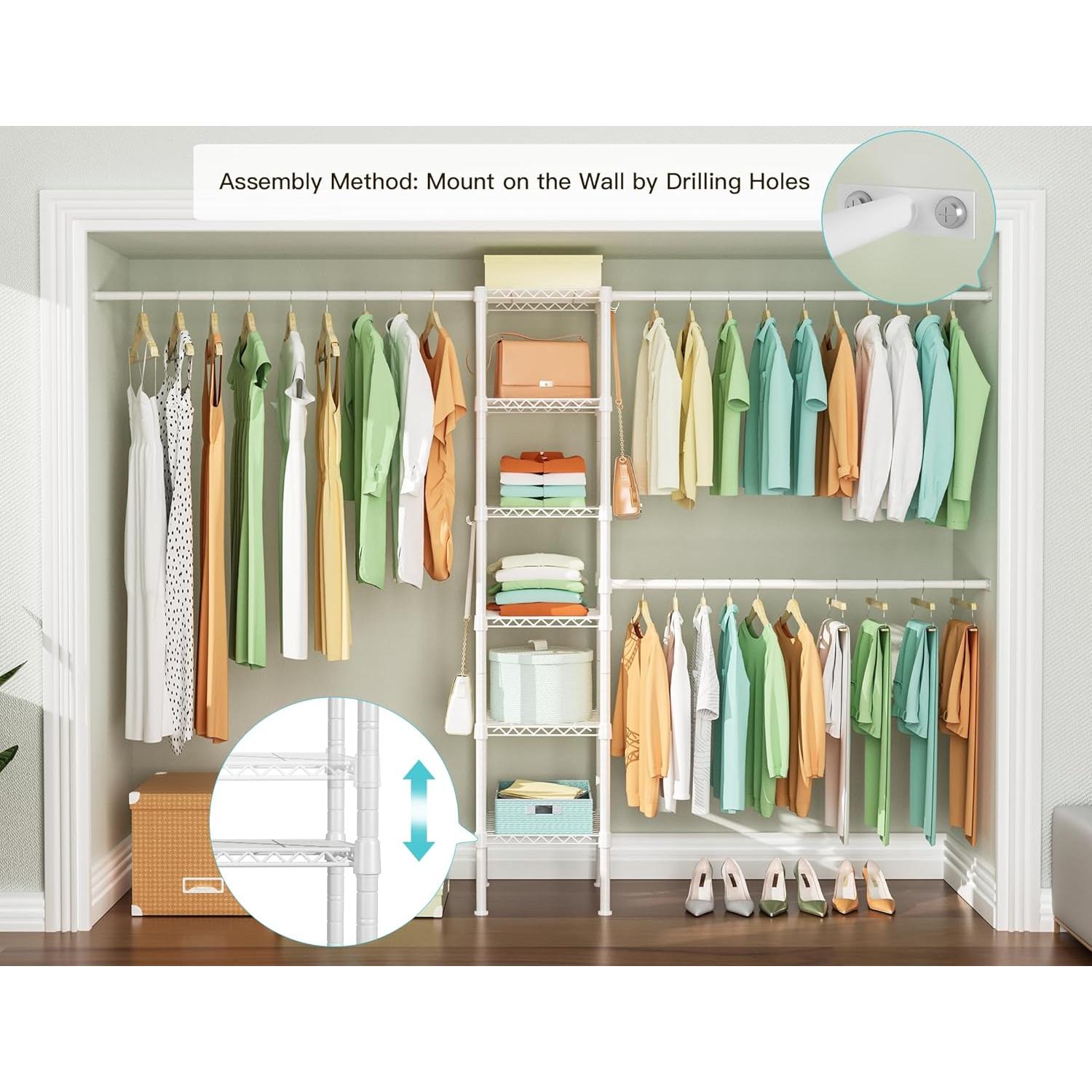 Rack de Ropa Ulif M1 de Metal 6 Niveles Ajustable Blanco