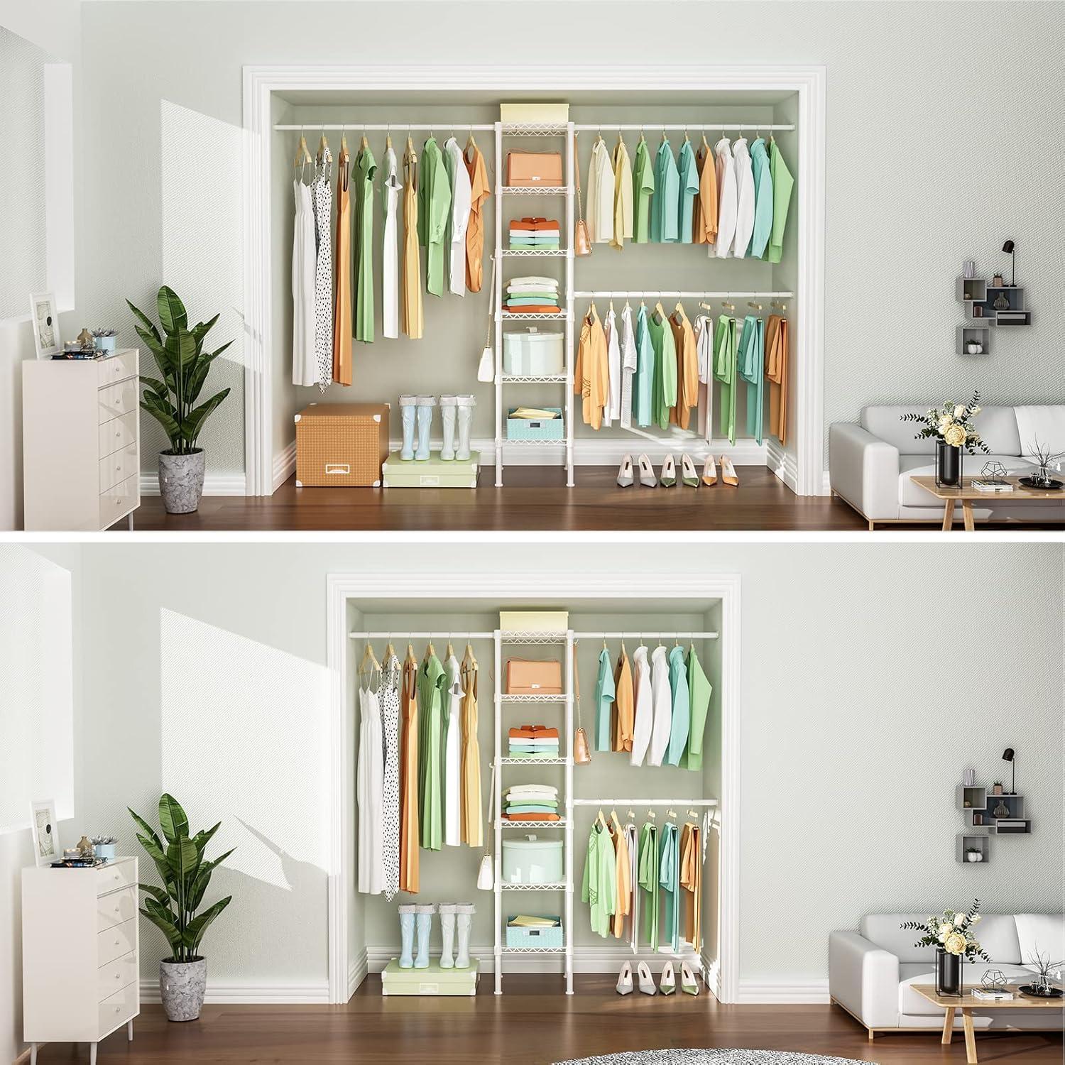 Rack de Ropa Ulif M1 de Metal 6 Niveles Ajustable Blanco