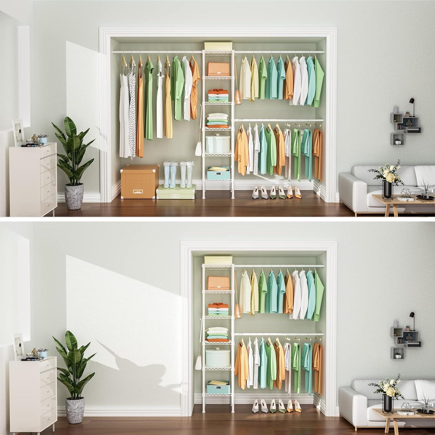 Rack de Ropa Ulif M1 de Metal 6 Niveles Ajustable Blanco