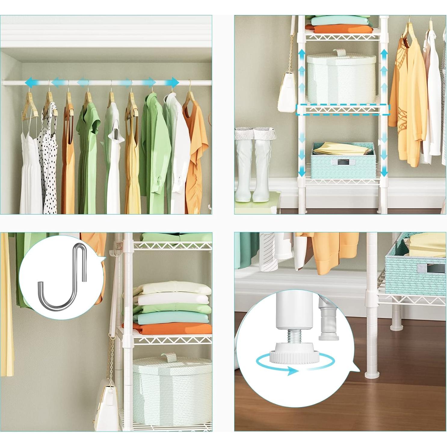 Rack de Ropa Ulif M1 de Metal 6 Niveles Ajustable Blanco