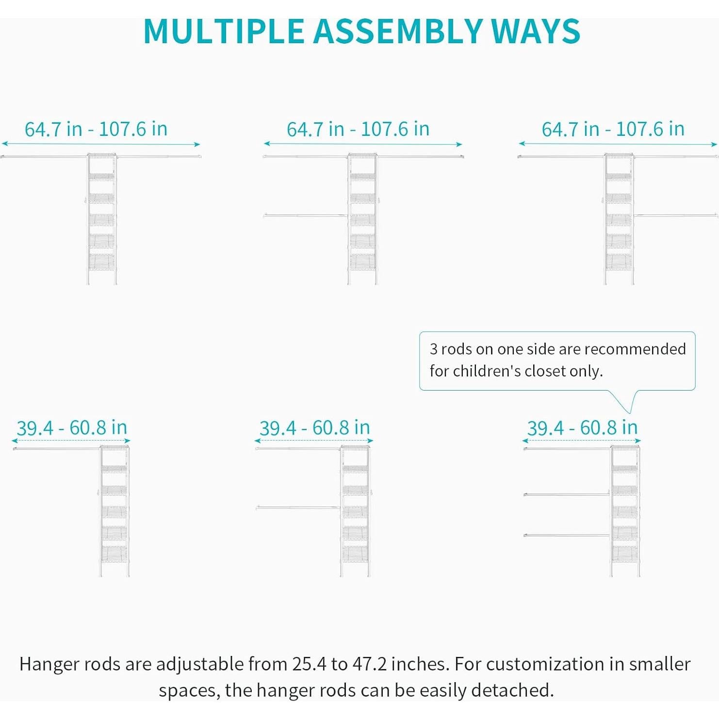 Rack de Ropa Ulif M1 de Metal 6 Niveles Ajustable Blanco