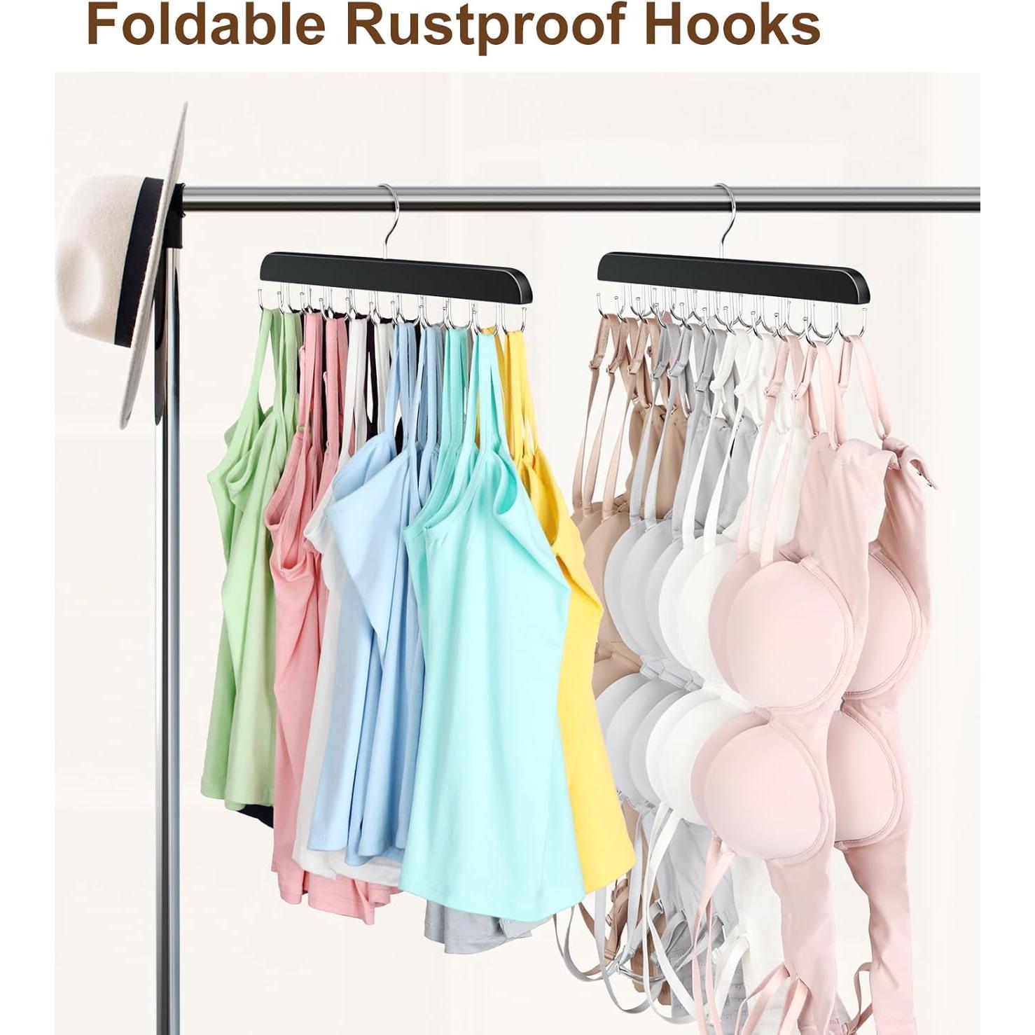 Perchero Plegable de Madera Resovo para 20 Ganchos - Negro