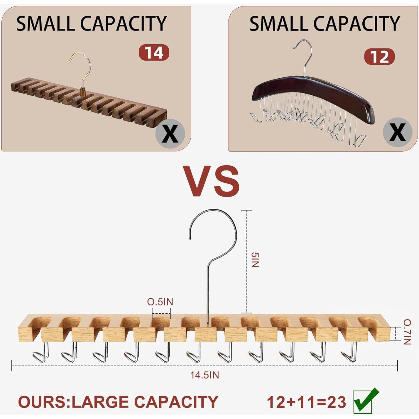 Soporte Organizador de Cinturones Cuipingoo 2-en-1 Madera Natural