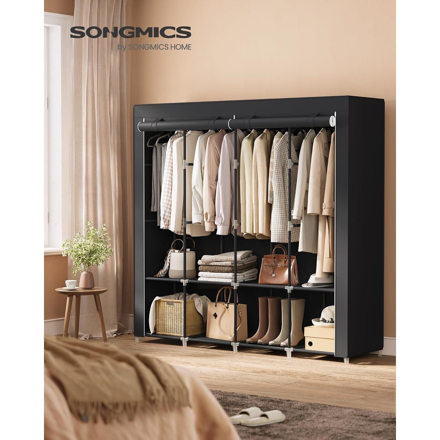 Armario Portátil SONGMICS 4 Niveles Negro Tinta 170x45x167 cm