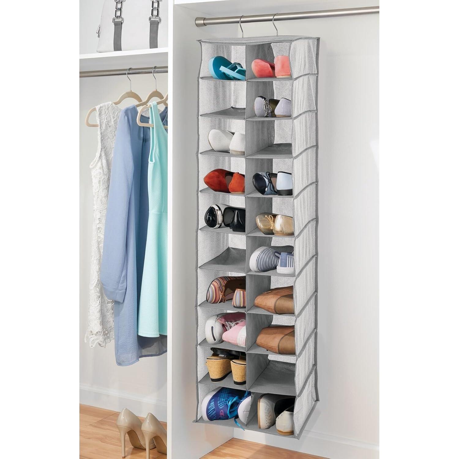 Organizador Colgante de Armario mDesign 20 Estantes Gris