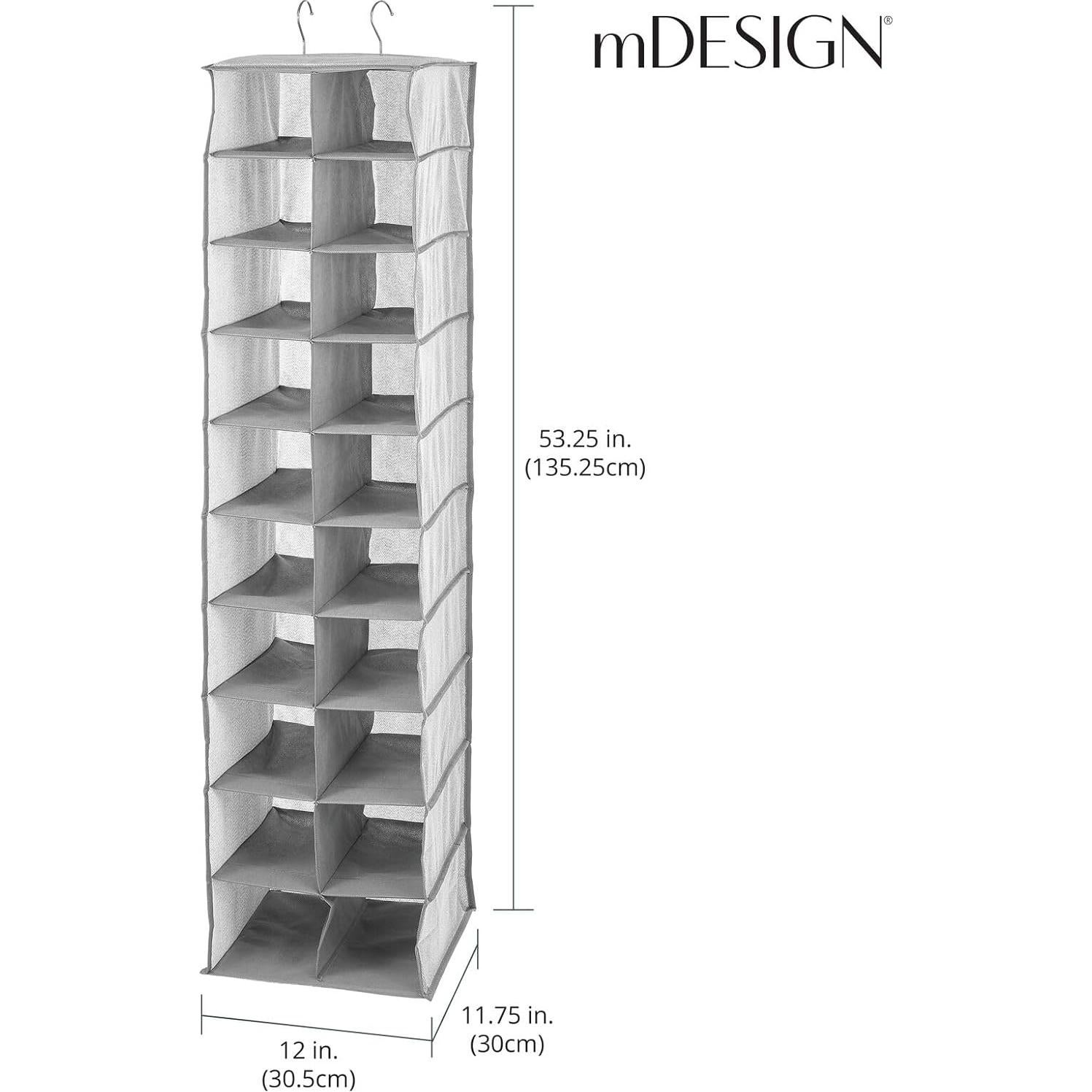 Organizador Colgante de Armario mDesign 20 Estantes Gris
