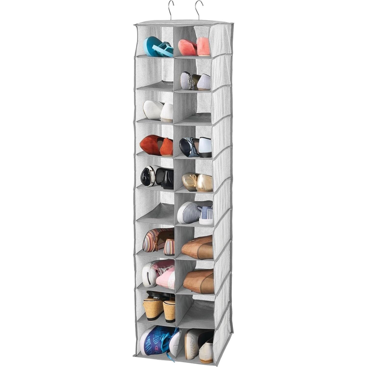 Organizador Colgante de Armario mDesign 20 Estantes Gris