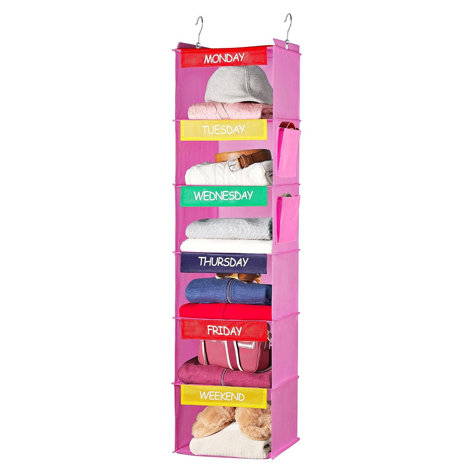Organizador Semanal de Ropa Handy Laundry - 6 Estantes Rosa