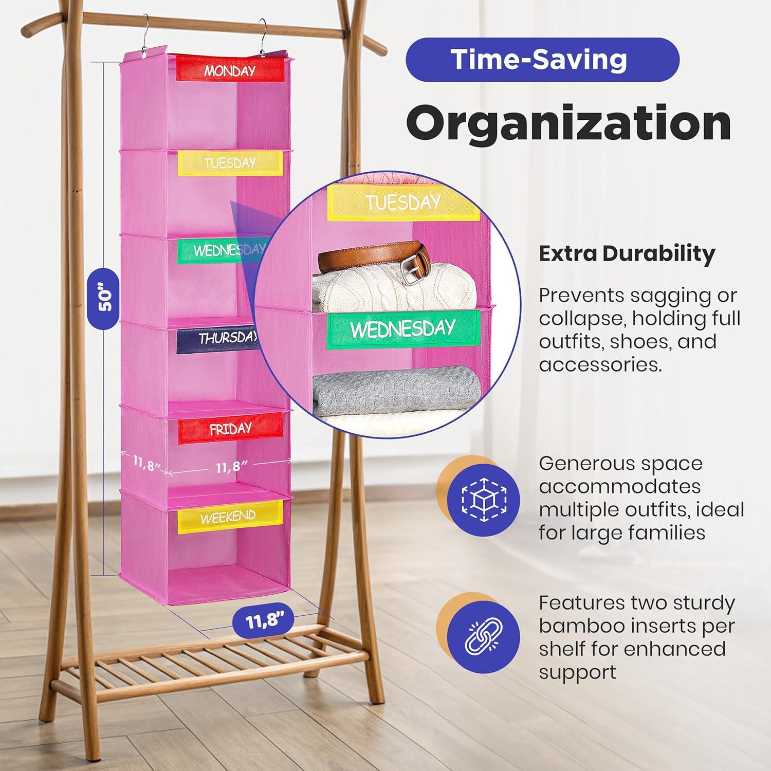 Organizador Semanal de Ropa Handy Laundry - 6 Estantes Rosa