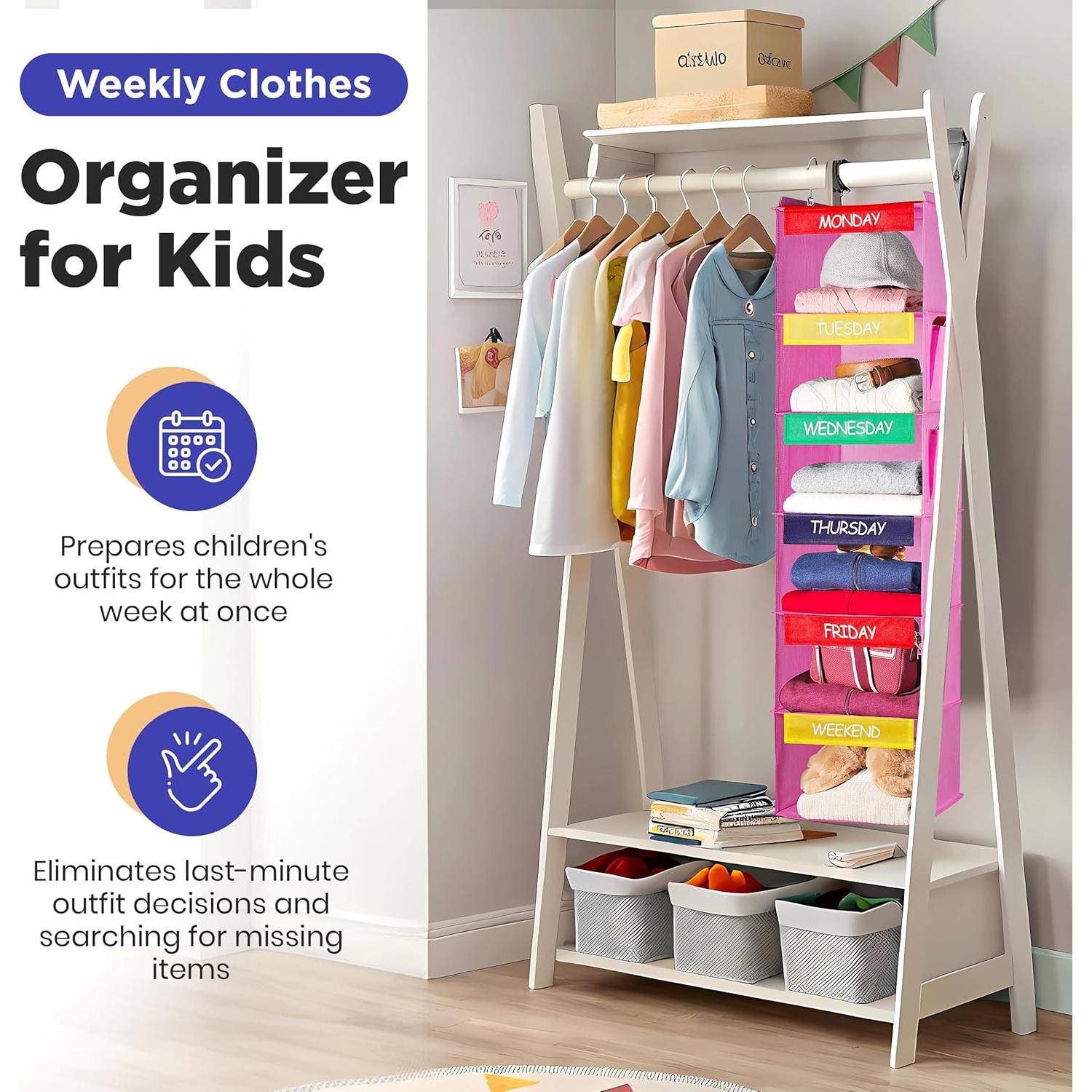 Organizador Semanal de Ropa Handy Laundry - 6 Estantes Rosa