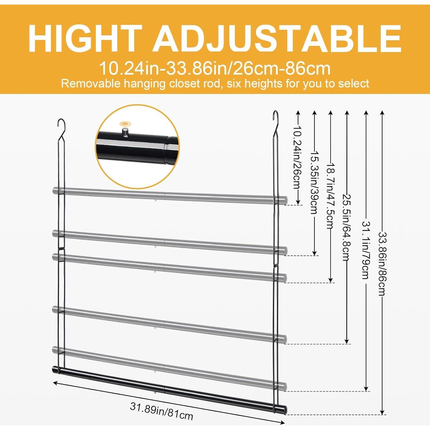 Barra de Armario Colgante Ajustable ABtool 81 cm Negra