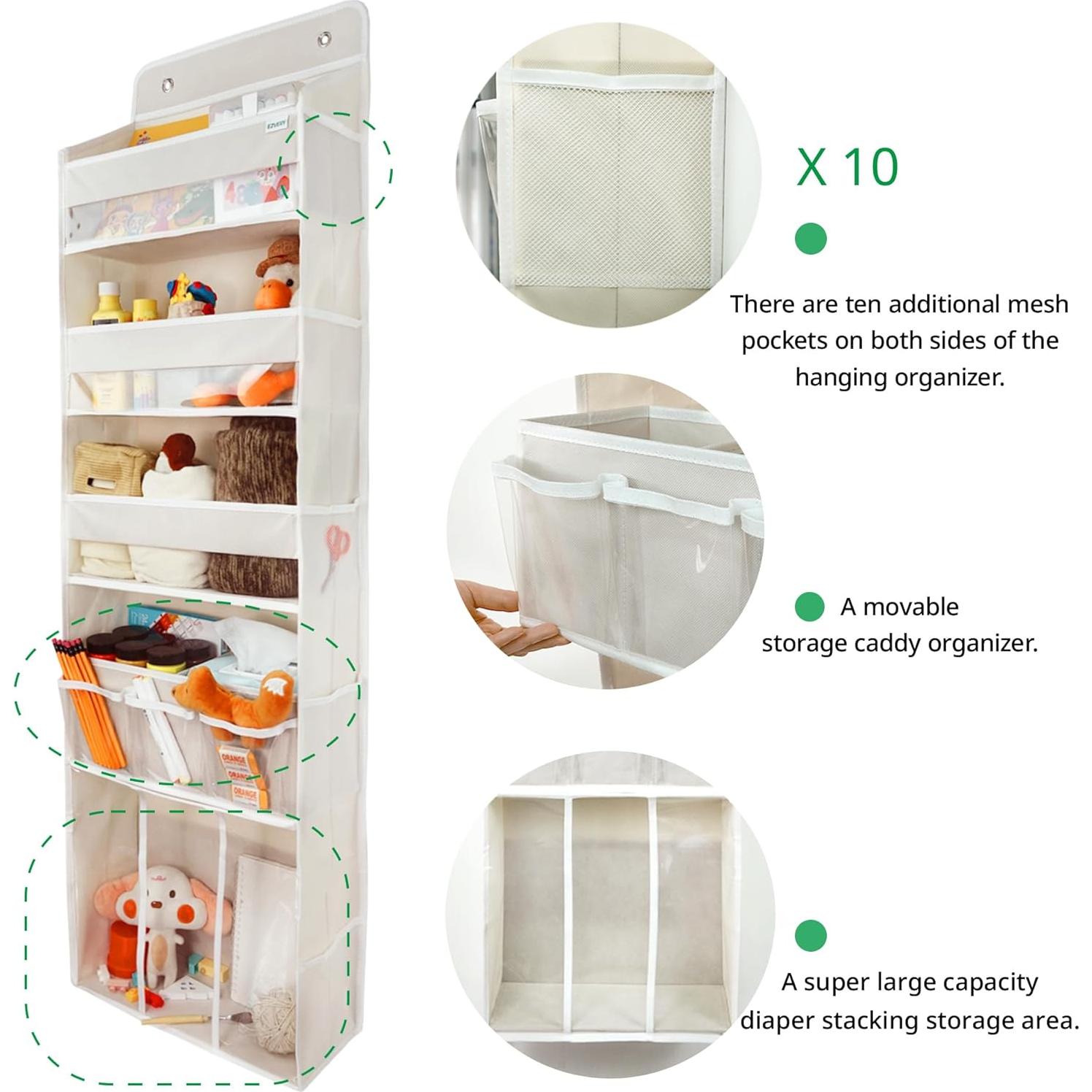Organizador Colgante para Puerta EZVERY Beige 3 Contenedores