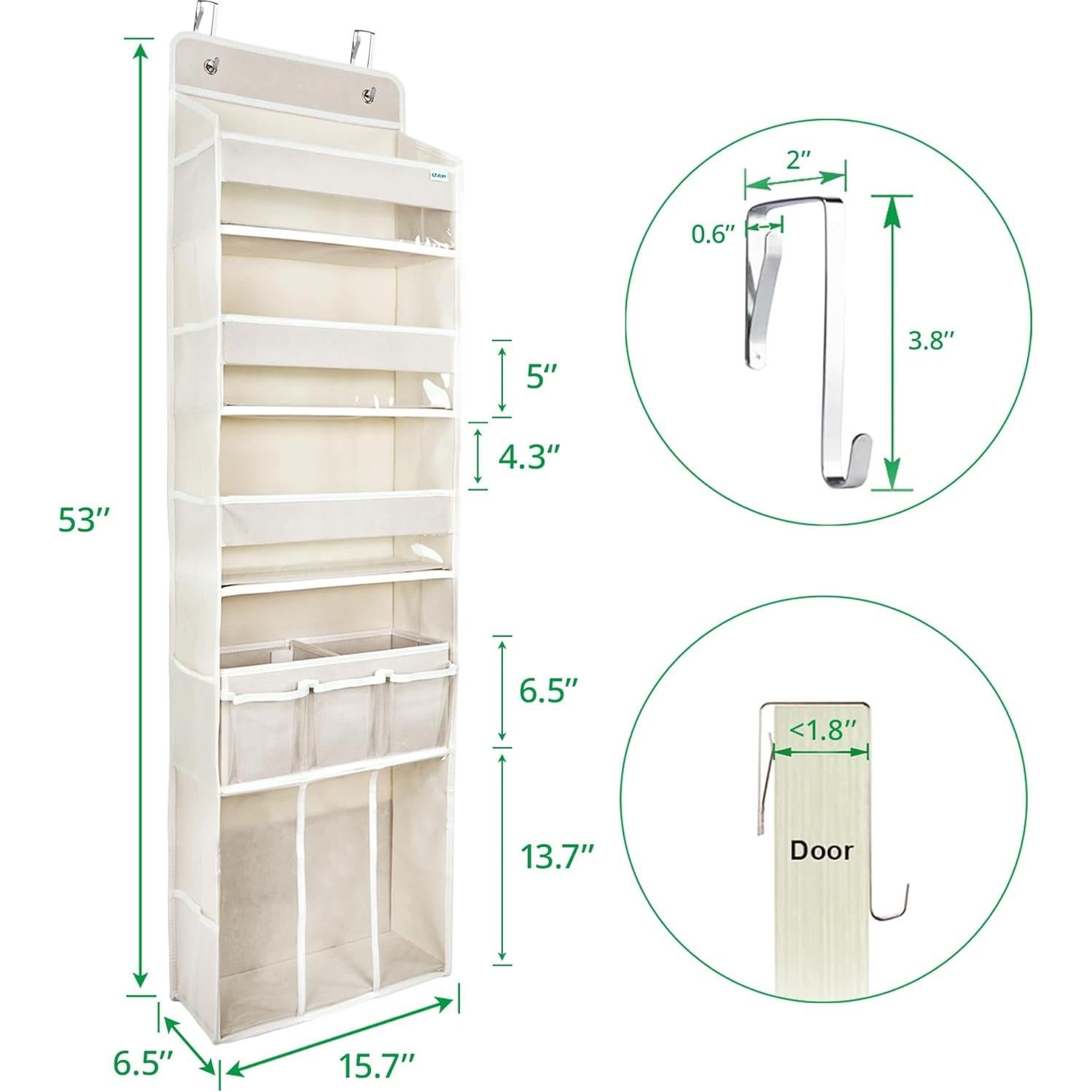 Organizador Colgante para Puerta EZVERY Beige 3 Contenedores