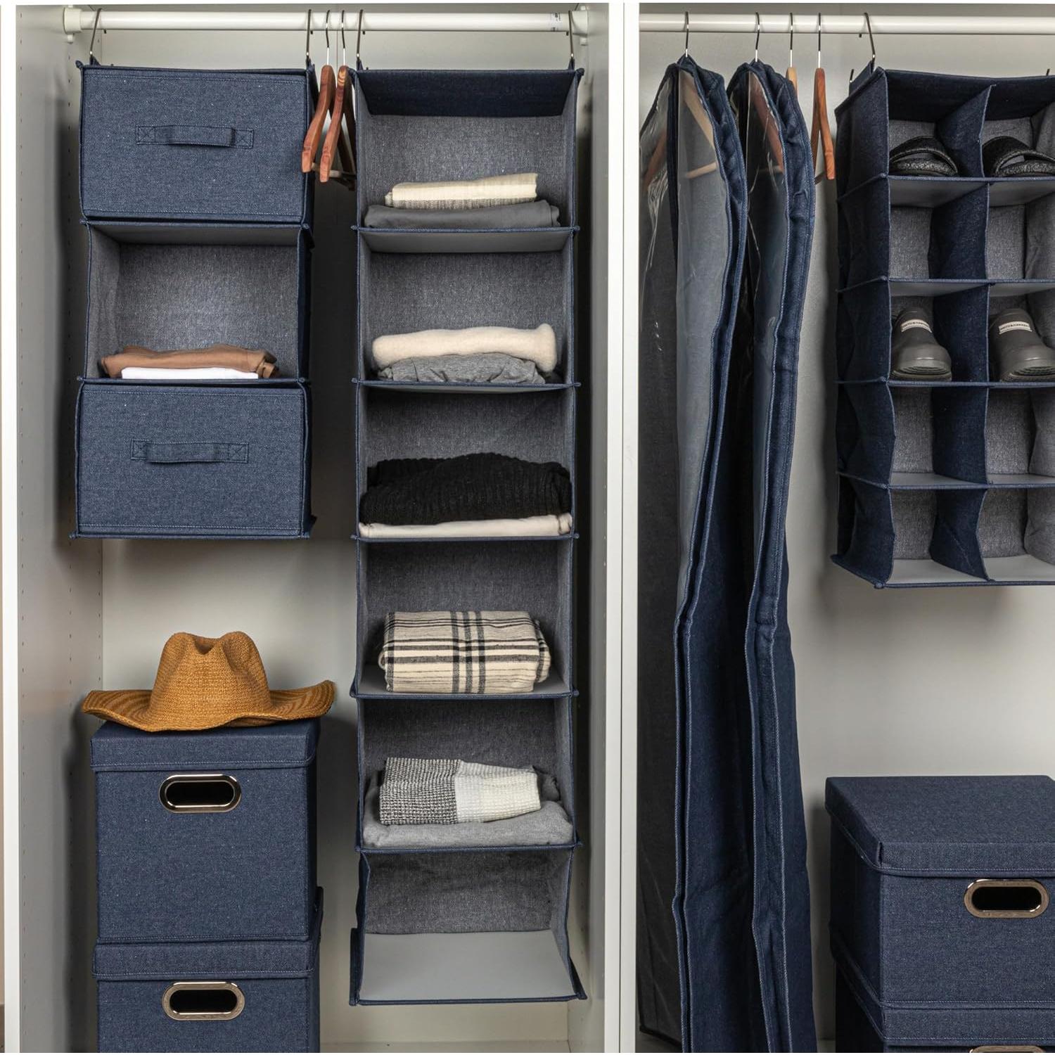 Organizador de Closet Colgante Household Essentials 6 Estantes Denim