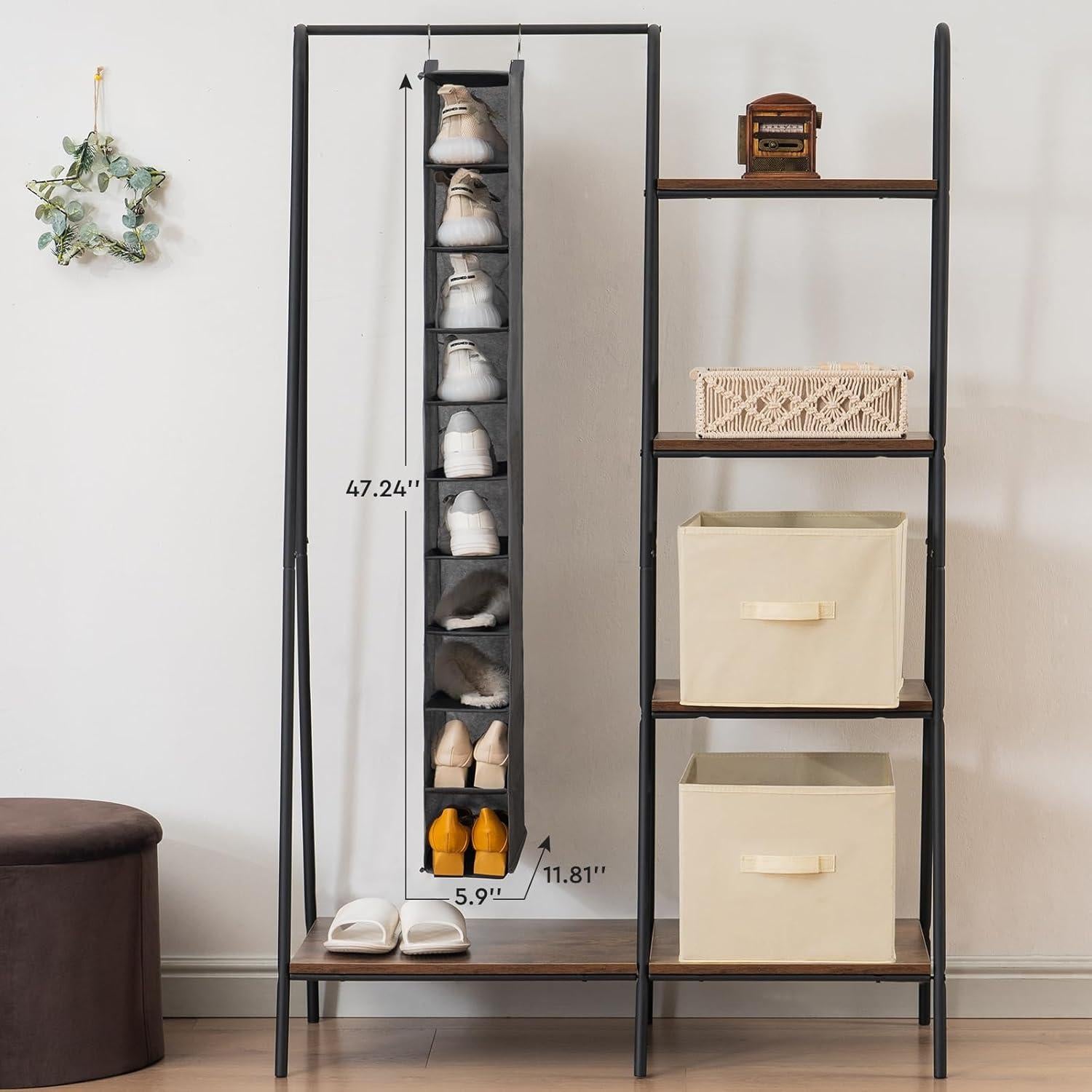 Organizador de Zapatos Colgante YOUDENOVA 10 Estantes Gris