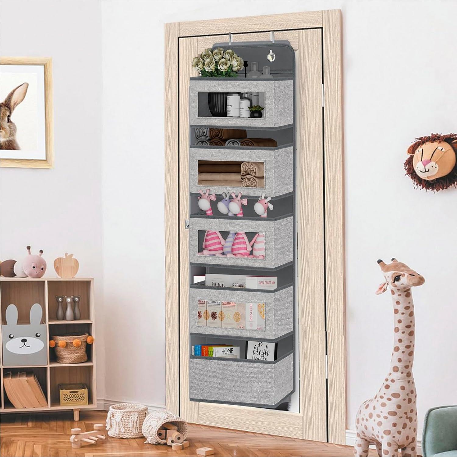 Organizador Colgante sobre la Puerta VERONLY 5 Bolsillos Gris