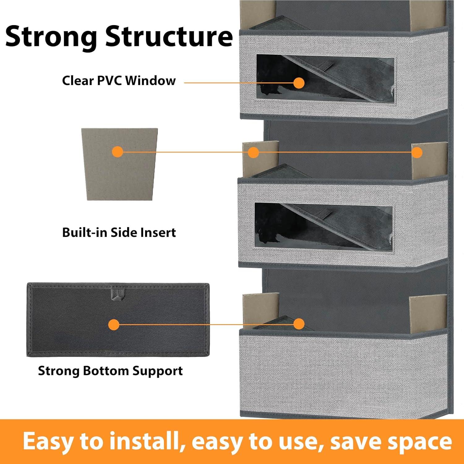 Organizador Colgante sobre la Puerta VERONLY 5 Bolsillos Gris