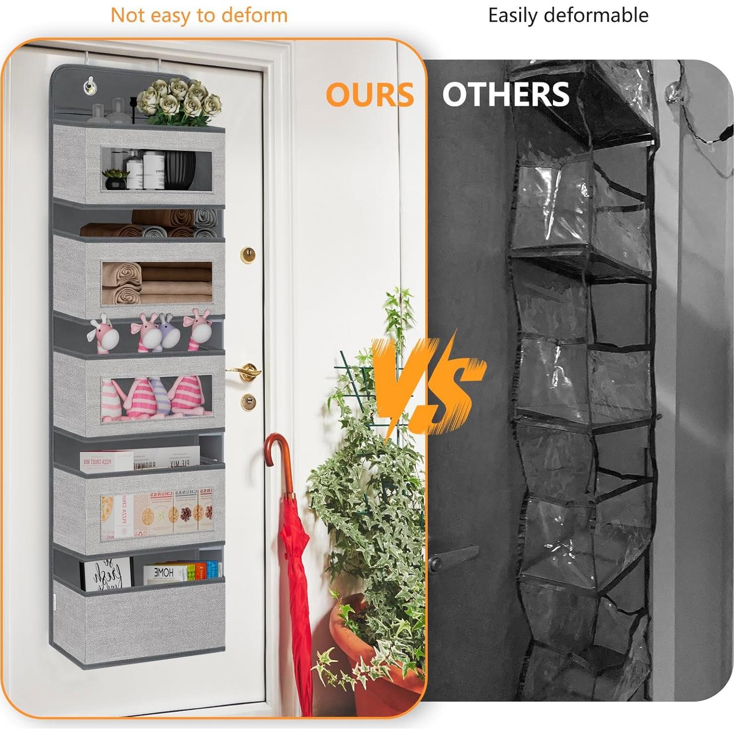 Organizador Colgante sobre la Puerta VERONLY 5 Bolsillos Gris