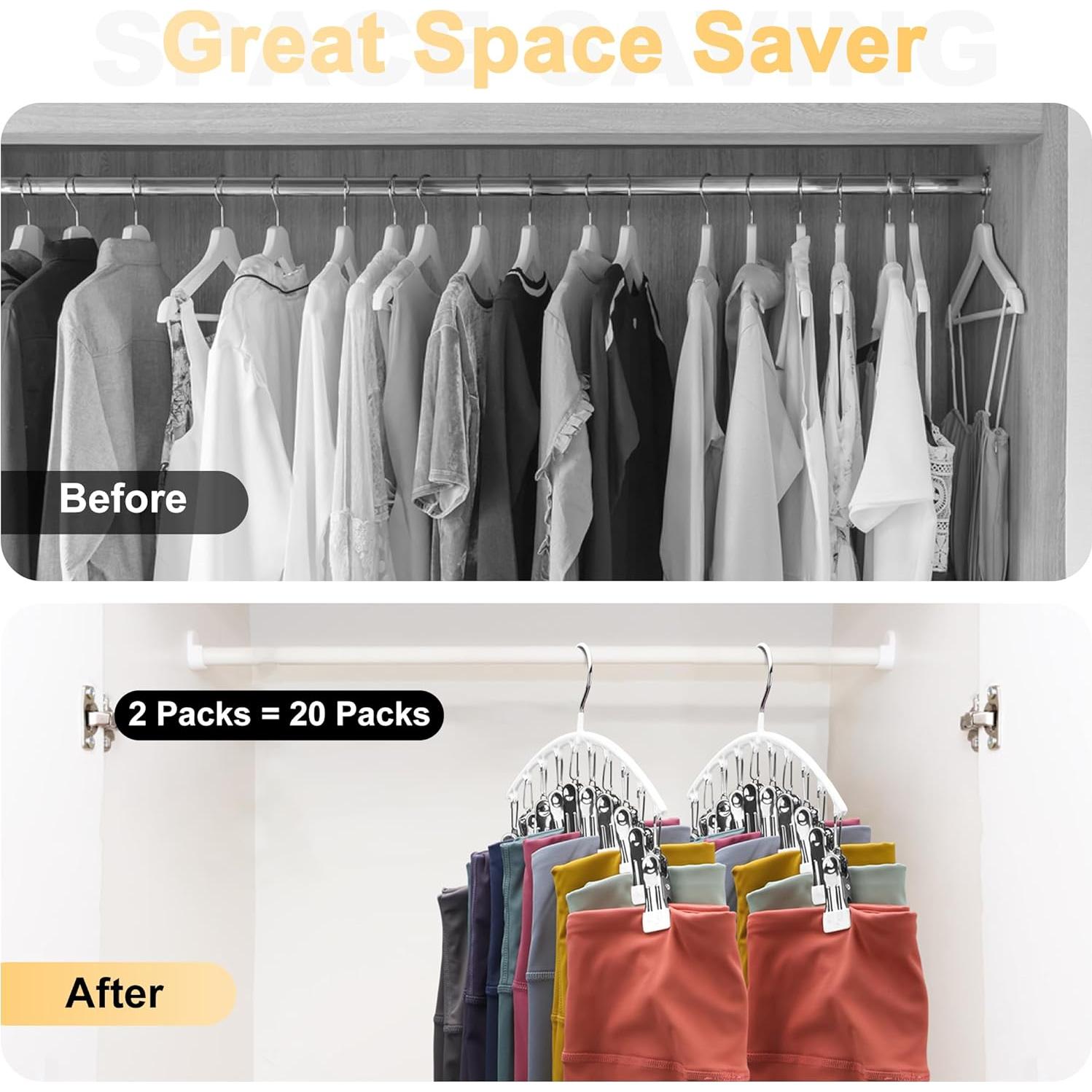 Organizador de Leggings Volnamal 2 Paquete con 10 Clips Blanco