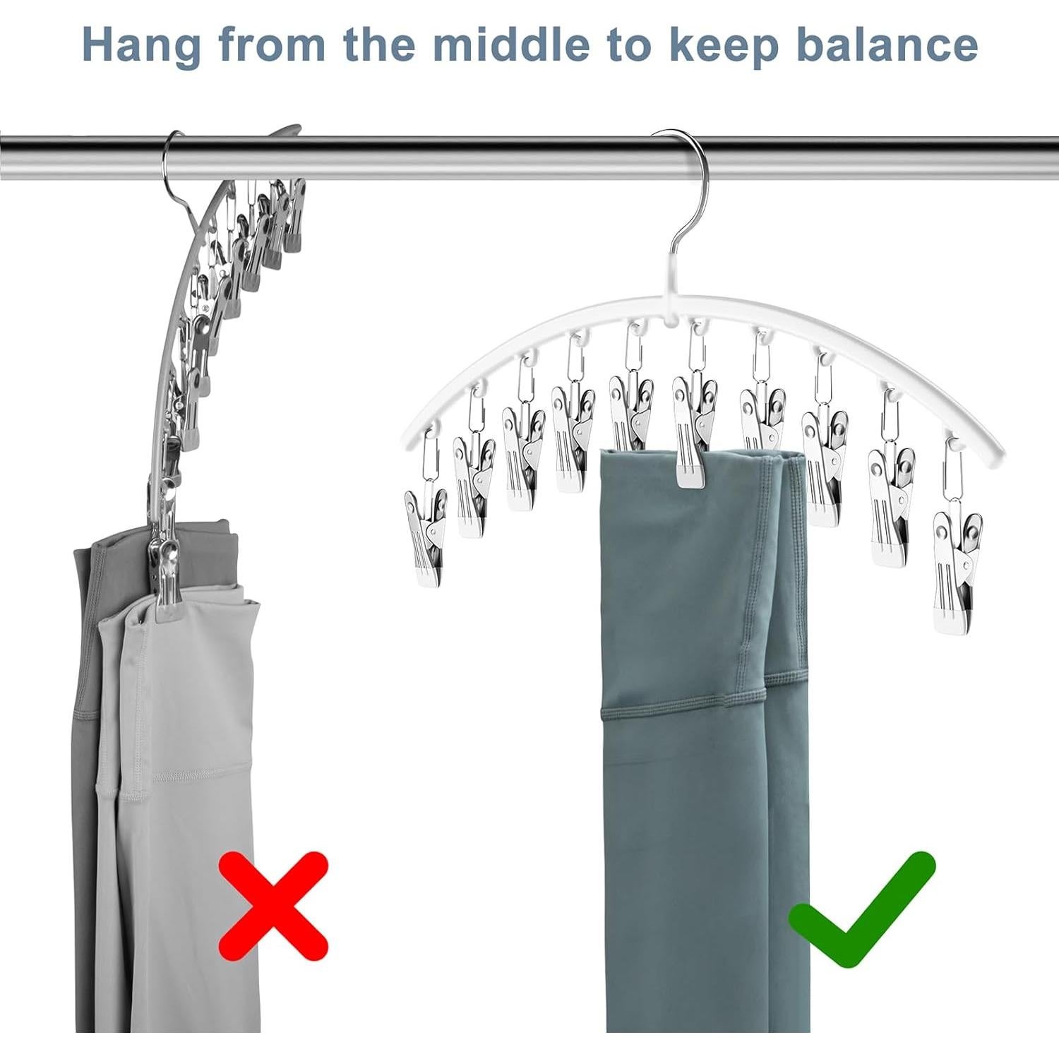 Organizador de Leggings Volnamal 2 Paquete con 10 Clips Blanco