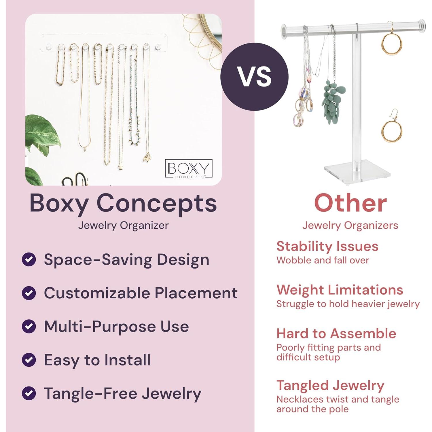 Organizador de Collares Boxy Concepts - 2 Piezas Montaje en Pared